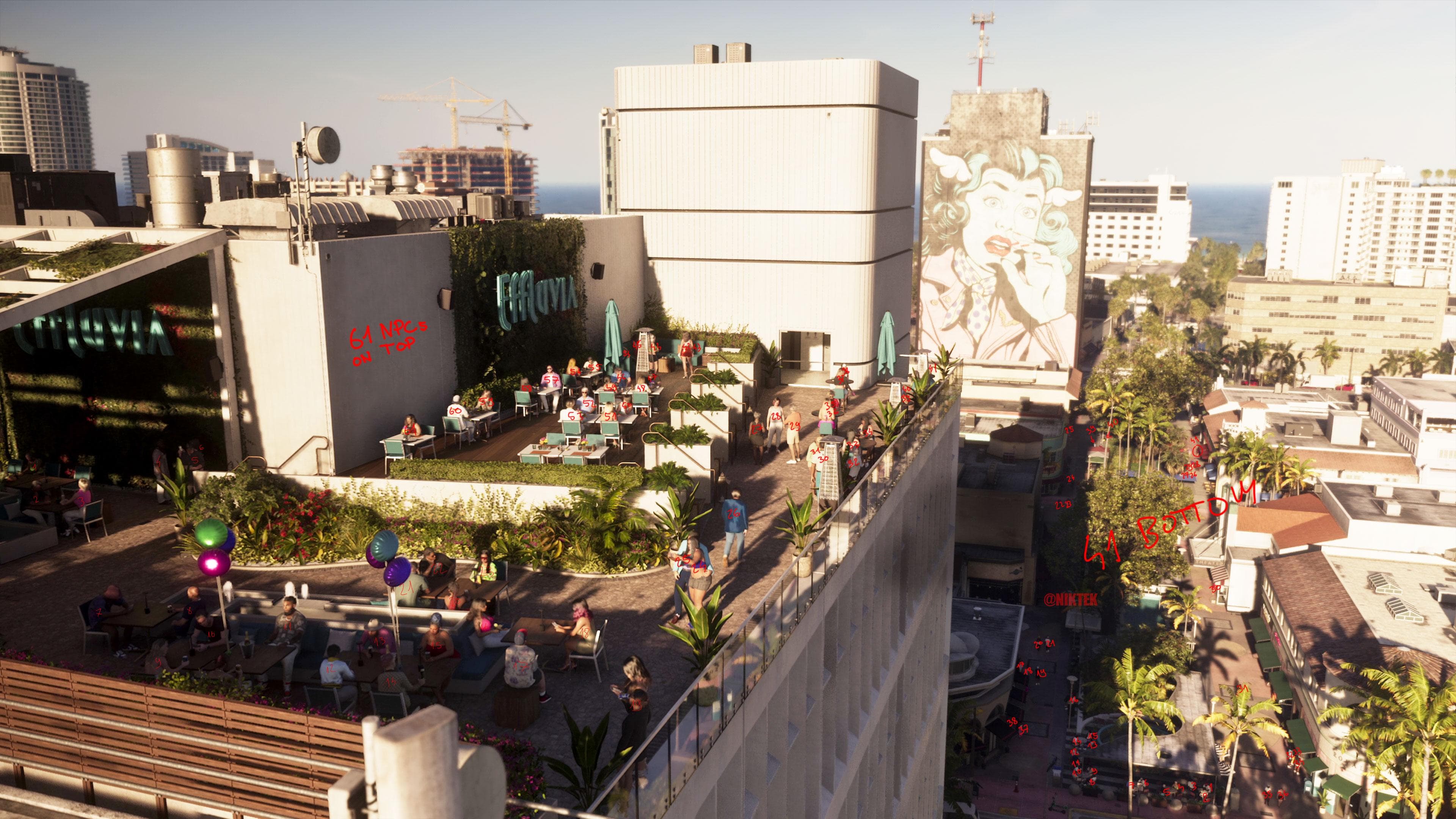 Un usuario de Reddit revela una imagen con 102 NPCs en GTA VI
