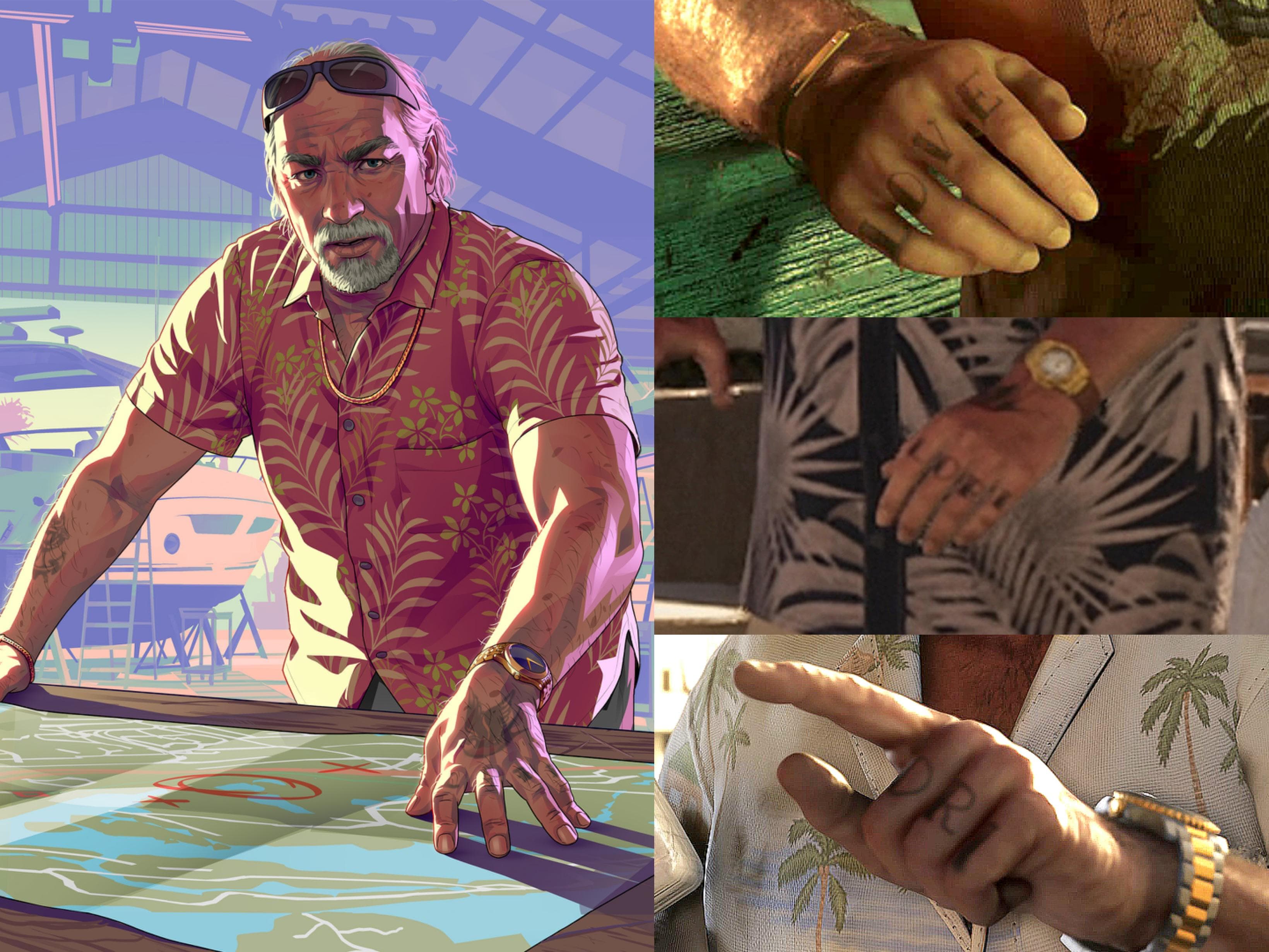 Descubren posibles tatuajes en el pulgar de Brian en una captura de pantalla de GTA VI